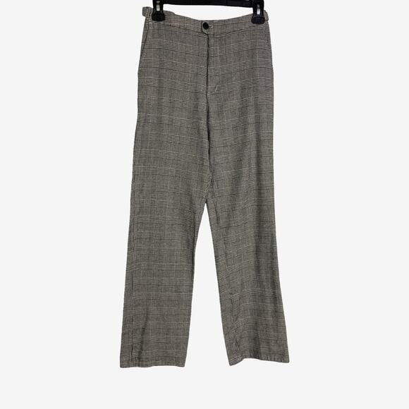 Brandy Melville John Galt Glen Plaid Straight Leg Trousers Black White One Size - Picture 1 of 8